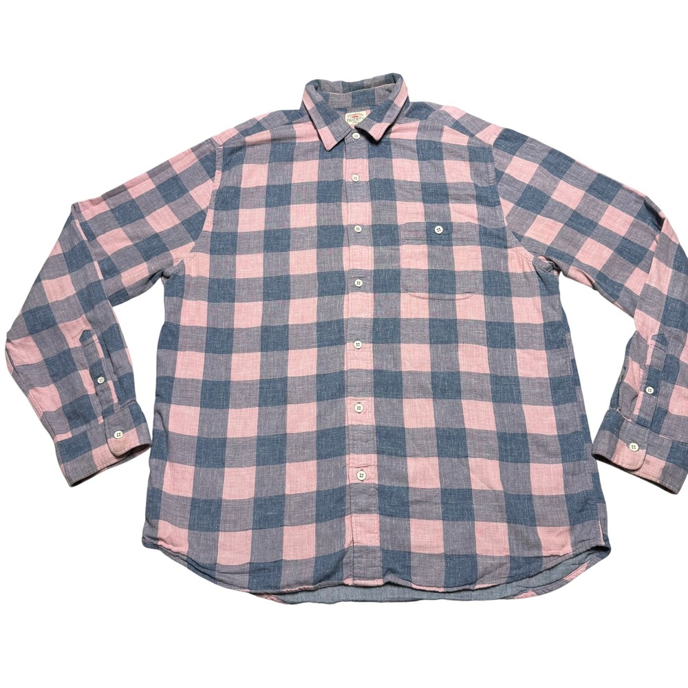 Faherty Brand Mens XL Pink Blue Buffalo Check Plaid Cotton Button Down Shirt